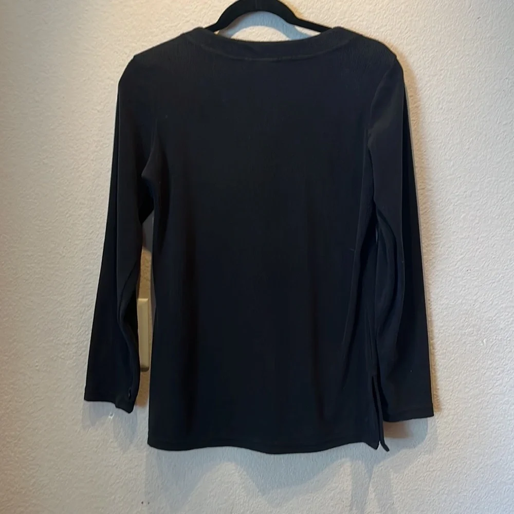 ExOfficio Women’s Black Textured knit Shirt Small Hidden Sleeve Pocket - Picture 6 of 6